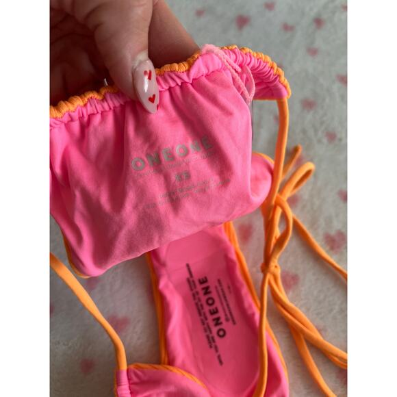 ONEONE Orange Ribbed Mara High Cut Very Cheeky Womens Bikini Bottoms Size XS - Picture 6 of 7